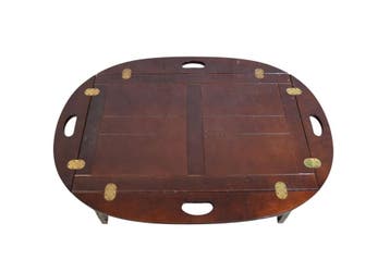 Klassieke houten Butler Tray salontafel met koperen beslag, Huis en Inrichting, Tafels | Salontafels, Ophalen of Verzenden, Nieuw