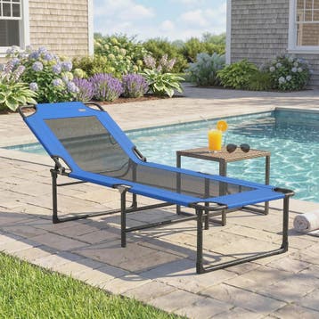 Opvouwbare Lounger Zonnebank Blauw - Verstelbaar Ligbed voor, Verzenden, Nieuw
