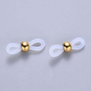 4 x brillenkoord eindje, transparant met goud 20~22mm x 5..., Ophalen of Verzenden, Nieuw, Draad