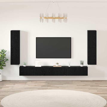 vidaXL TV Eenheden 4 st 80 x 30 x 30,5 cm Zwart Eiken, Minder dan 50 cm, Verzenden, Nieuw, Minder dan 100 cm