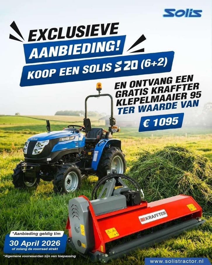 Solis S20 | compact tractor | met gratis klepelmaaier!, Zakelijke goederen, Agrarisch | Tractoren, tot 2500, tot 80 Pk, Nieuw
