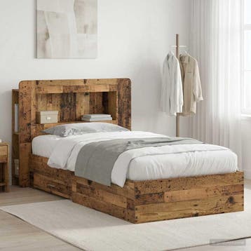 vidaXL Bedframe met opslag Oud hout 80 x 200 cm Bewerkt hout, Eenpersoons, Bruin, Verzenden, Nieuw