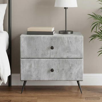 vidaXL Nachtkastje Betongrijs 62 x 34,5 x 47,5 cm Bewerkt, Minder dan 45 cm, Verzenden, Nieuw, Minder dan 55 cm