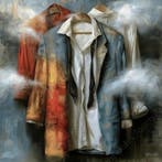 John Joseb Art - glasschilderij Kleding, stilleven, abstract, Huis en Inrichting, Woonaccessoires | Schilderijen, Tekeningen en Foto's