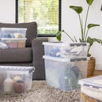 Sunware Q-line Opbergbox Transparant/Grijs 52 liter Set van, Ophalen of Verzenden, Nieuw