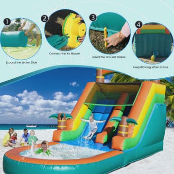 Gigantische Opblaasbare Waterglijbaan met Zwembad - 21ft Com