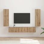 Tv-meubelset Wandgemonteerd 4 pcs Artisan Eiken Bewerkt hout, Verzenden, Nieuw