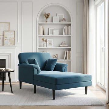 vidaXL Chaise longue Blauw fluweel, Verzenden, Nieuw