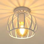 Vintage plafondlamp metalen kooi zwart E27, Huis en Inrichting, Lampen | Plafondlampen, Verzenden, Nieuw