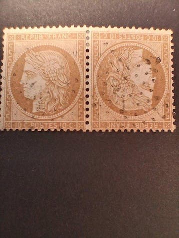 Frankrijk 1870 - 10c Cérès Tête-Bêche - Yvert et Tellier n°, Gestempeld
