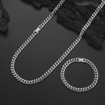 Set: 8MM Roestvrij Staal Vergrendelde Cubaanse Ketting & Arm, Diversen, Verzenden, Nieuw