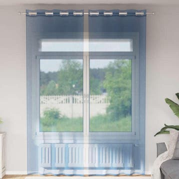 vidaXL Gordijnen voile met doorvoertules 2 st koningsblauw, Verzenden, Nieuw, Blauw