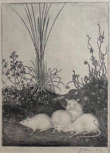 Jan Mankes (1889-1920) - Vier muizen in ‘t veld