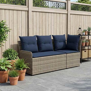 vidaXL 2 st Tuinstoel met Armleuning en Hoekbank PE Rattan, Verzenden, Nieuw, Rotan, 2 zitplaatsen