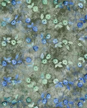 Broderie Katoen Tie Dye Bloemen Groen, Nieuw, Groen