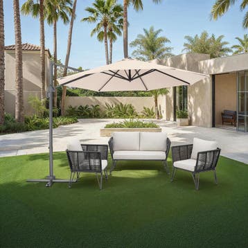 Parasol Ø 300cm met voetpedaal en beschermhoes - beige, Verzenden, Nieuw