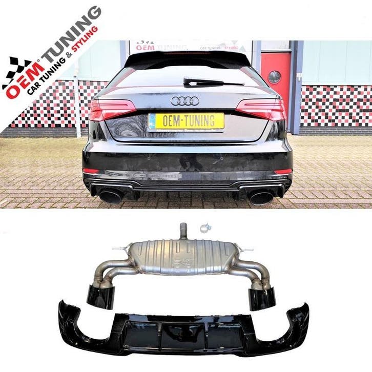 Diffuser RS stijl | AUDI A3 8V | 2016-2019 | voor SLINE, Auto-onderdelen, Carrosserie en Plaatwerk, Nieuw, Audi, Achter, Bumper