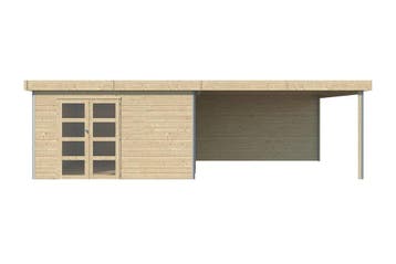 Woodlands Blokhut Misaka met Overkapping en Aluminium, Tuin en Terras, Tuinhuizen, Nieuw