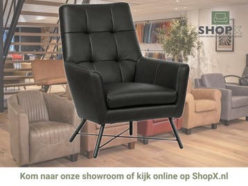 Leren fauteuil Proud - Granada Graphite (donkergrijs), Nieuw, Ophalen of Verzenden, 75 tot 100 cm, Industrieel, Modern