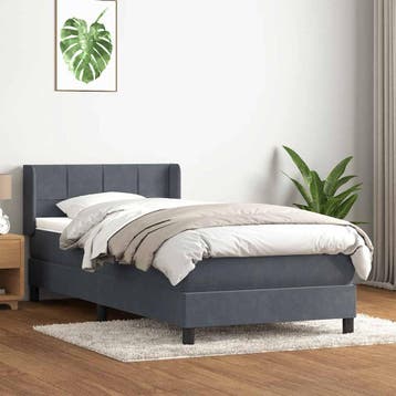 vidaXL Boxspring met matras fluweel donkergrijs 80x220 cm, Eenpersoons, Verzenden, Nieuw, Stof