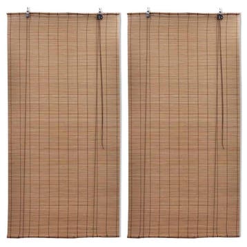 vidaXL Rolgordijnen 2 st 100x160 cm bamboe bruin, Verzenden, Nieuw, Bruin