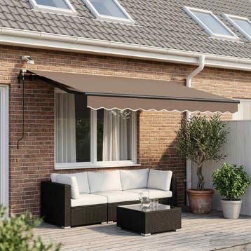 vidaXL Uitschuifbare luifel Taupe 400 × 350 cm Polyester, Verzenden, Nieuw
