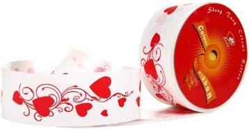 Poly ribbon scheur cadeaulint wit + rode hartjes 50mm, Ophalen of Verzenden, Nieuw