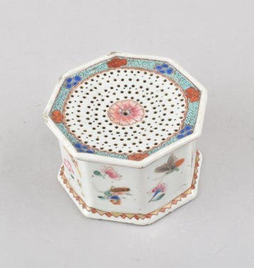 Pot - Een Chinees Famille Rose-geleerdenvoorwerp (poederpot), Antiek en Kunst