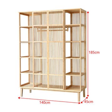 [en.casa] Kledingkast Hudiksvall bamboe 185x140x45 cm open k, Huis en Inrichting, Kasten | Kledingkasten, Verzenden, Nieuw