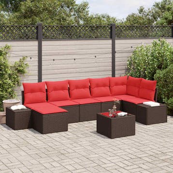 vidaXL Tuin Sofa Set 8 st Bruin poly rattan, Verzenden, Nieuw, Rotan, 8 zitplaatsen