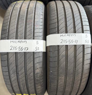 2x 215-55-17 Michelin Zomer 2x 5mm €55 Per Band 215 55 17, Ophalen, 17 inch, Band(en), Personenwagen