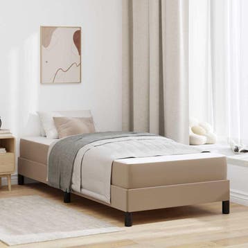 vidaXL Bedframe met matras Cappuccino 90 x 200 cm Stof, Verzenden, Nieuw, Bruin, Stof