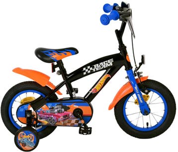 Hot Wheels Kinderfiets - Jongens - 12 inch - Zwart Oranje Bl, Fietsen en Brommers, Fietsen | Kinderfietsjes, Overige merken, Zijwieltjes