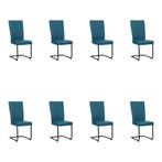Set van 8 Leren eetkamerstoelen Dry - Toledo Turquoise, Huis en Inrichting, Stoelen, Ophalen of Verzenden, Nieuw, Leer
