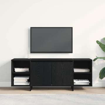 vidaXL TV-kast 130 x 35 x 50 cm Zwart eiken Bewerkt hout, Minder dan 50 cm, Verzenden, Nieuw, Minder dan 100 cm