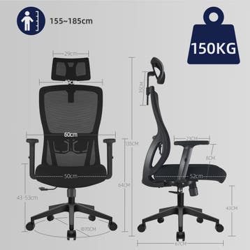 Ergonomische Bureaustoel met Hoge Rugleuning, Verstelbare Ho, Huis en Inrichting, Verzenden, Nieuw