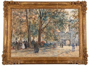 Alphonse Ernest Pecquereau (1831-1917) - Dorpsplein, Antiek en Kunst, Kunst | Schilderijen | Klassiek