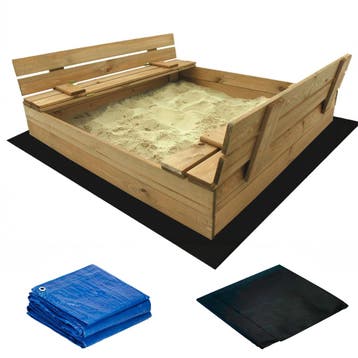 Muntel Zandbak - Met Banken - 120 X 120 CM -  Incl. Dekzeil, Tuin en Terras, Ophalen of Verzenden, Nieuw
