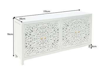 Massief dressoir MARRAKECH 170cm wit mangohout met decoratie, Ophalen of Verzenden, Nieuw