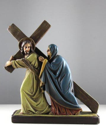 Beeld, Jesus Meets His Mother - 34 cm - Gips