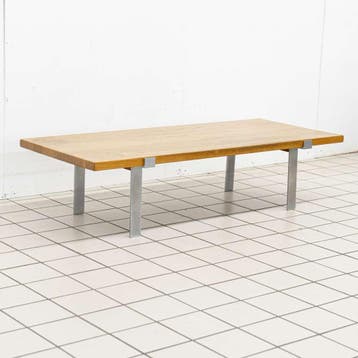 Jørgen Høj voor Niels Vitsøe salontafel staal en eiken, Huis en Inrichting, Ophalen, Gebruikt