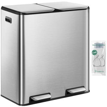 Prullenbak - Afvalbak - Vuilnisbak - 60 Liter - Zilver - Hzu, Huis en Inrichting, Woonaccessoires | Prullenbakken, Verzenden, Zo goed als nieuw