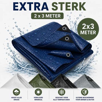 Dekzeil 2 x 3 m, 110 g/m² ultrasterk, 10 ringen, versterk.., Verzenden, Nieuw