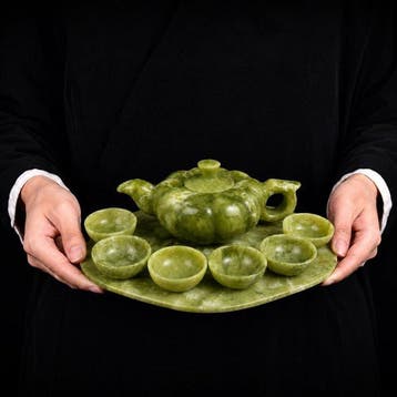 Theepot (9) - Serpentin Naturale - Handgemaakt -1069g