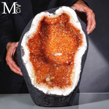 Grote Madeira citrienkwartsgeode uit Brazilië - Prachtige