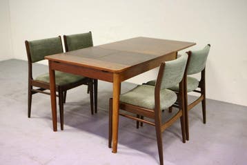 Eettafel - Hout, Palissander, Textiel - Een uitbreidbare