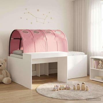 vidaXL Bed met Tunnel 3 st Wit en Roze Bewerkt hout, Huis en Inrichting, Verzenden, Nieuw, Wit, Hout