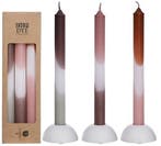 Kaarsen Dip Dye Pink Olive 24 cm Ø2,5 set 3 stuks, Ophalen of Verzenden, Nieuw