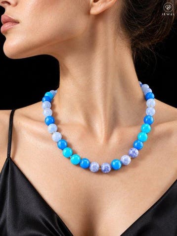 Aquamarijn Angeliet Ketting - 925 sterlingzilver Goud