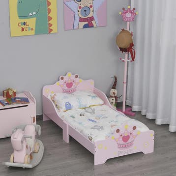 Roze Prinsessen Kinderbed 140x70 cm met Kroon Design - MDF H, Huis en Inrichting, Slaapkamer | Bedden, Verzenden, Nieuw